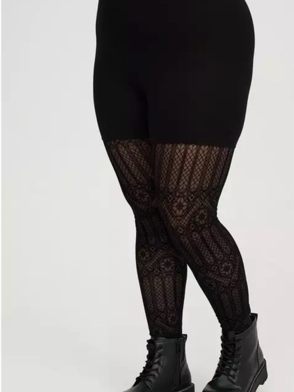 torrid 00 Nightfall Gothic Cathedral Windows Mesh Panel Leggings NEW - Picture 3 of 5